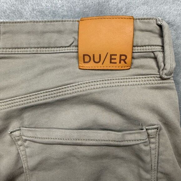 DU/ER No Sweat Slim Pants Men's 34 X 30 Khaki Five Pocket Cotton Lyocell Stretch - Picture 13 of 14
